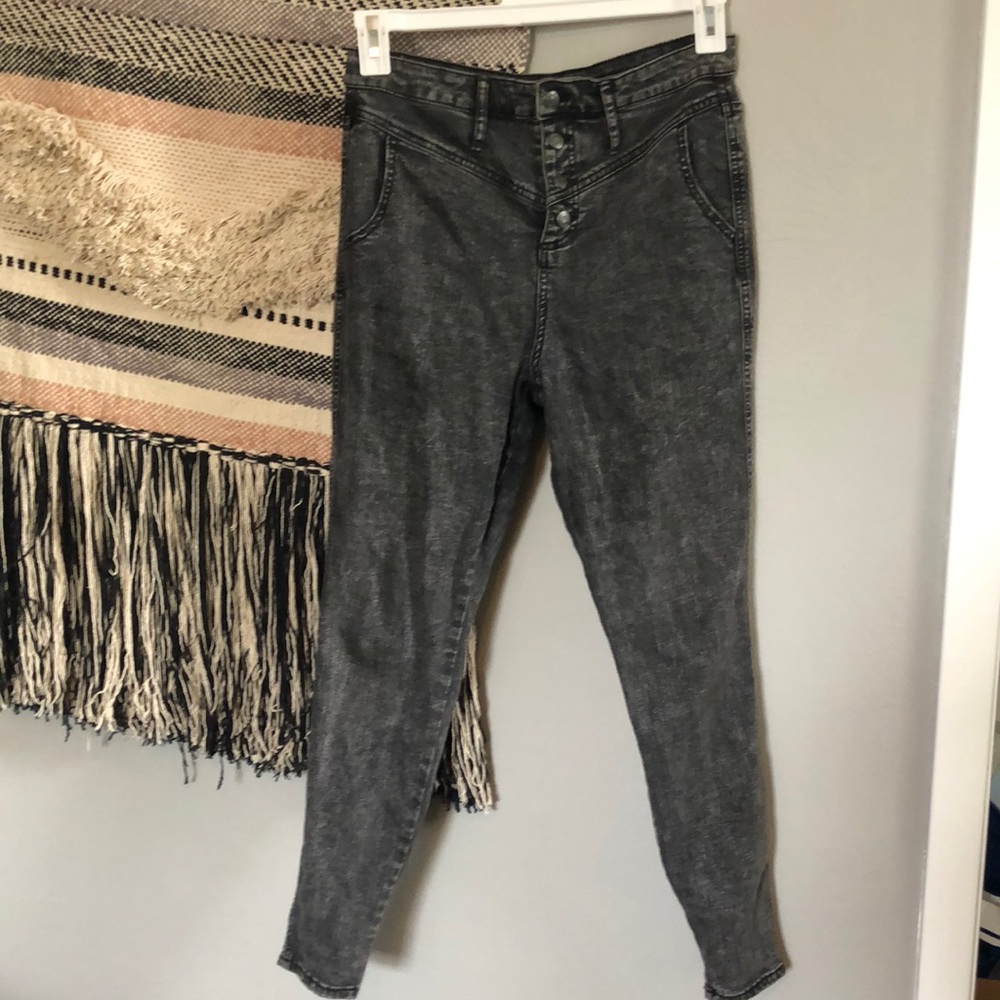 Black acid wash high waisted jeans super stretch